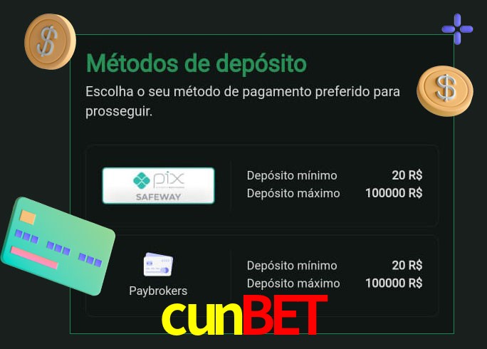 O cassino cunbet oferece uma grande variedade de métodos de pagamento
